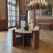 Cardboard tables and chairs from Lessmore Events Line GC001 Design Giorgio Caporaso