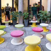 Courtyard furnished with Bo.bi pouf by LuDesign
