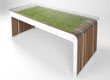 More Plus Desk tavolo - scrivania in cartone, legno e cristallo con licheni