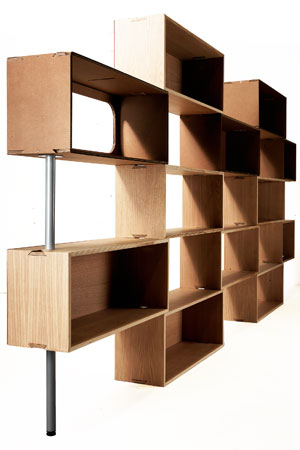 Mattoni libreria modulare in cartone e legno