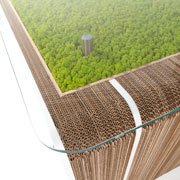 More Plus Desk - cardboard desk with moss by Giorgio Caporaso for Lessmore