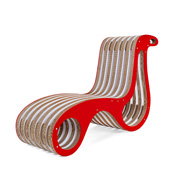 X2Chair chaise longue in cartone con finiture in tessuto Ecoalf, realizzato dalla trasformazione dei rifiuti del Mar Mediterraneo | Design: Giorgio Caporaso per Lessmore